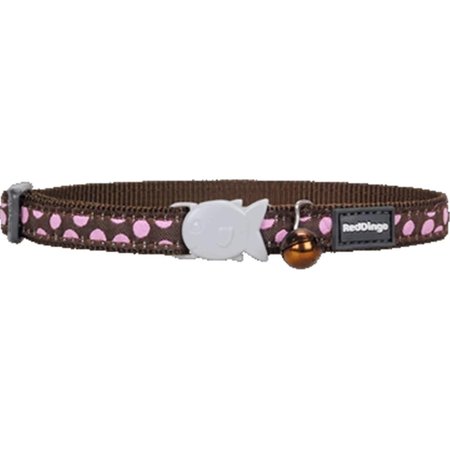 RED DINGO Cat Collar Design Pink Dots on Brown RE437090